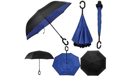 SwissTek Double-Layer Windproof Reverse-Folding Smart Umbrella with UV Protection