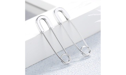 Sterling Silver Safety Pin Earrings