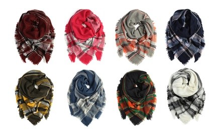 Women's Plaid Blanket Scarves 