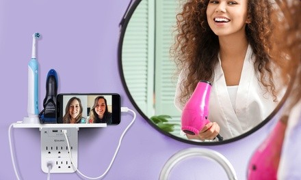 Aduro Shelf Series Surge Protector with 6 Outlets and Dual USB Ports