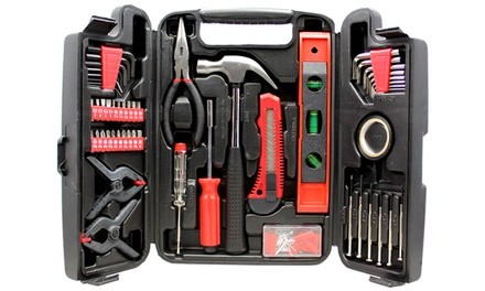 131-Piece Household Hand Tool Set with Plastic Toolbox Storage Carrying Case