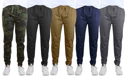 (2-Pack) Galaxy By Harvic Men's Classic Cotton Stretch Twill Jogger (S-2XL)
