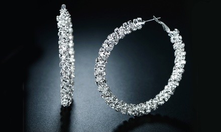 Double-Row Hoop Earrings in Swarovski Crystal