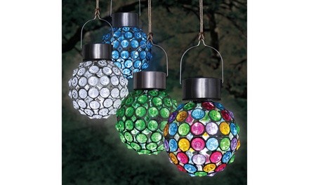 Exhart Solar Hanging Acrylic Ball Lights, Set of Four, 4 by 6 Inches