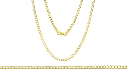 Solid Italian Curb Chains in 14K Gold over Sterling Silver