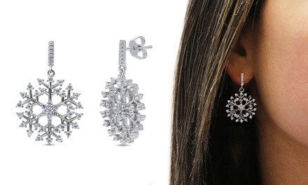 Christmas Snowflake Earrings Made with Swarovski Elements