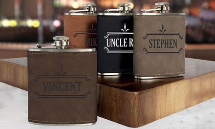 Engraved Custom Leatherette Flasks from GiftsForYouNow.com (Up to 42% Off)