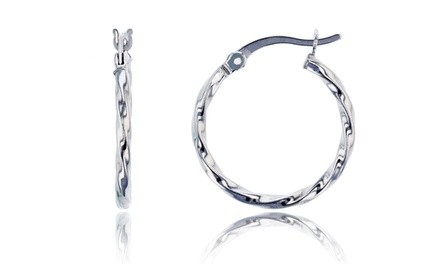 Sterling Silver 20x2mm Polished Twisted Hoop Earrings by Decadence