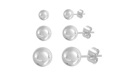 Stainless Steel 3pc Ball Post Earring Set