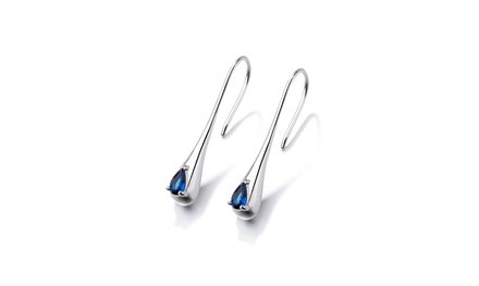 Sapphire Water Drop Earring Sterling Silver 