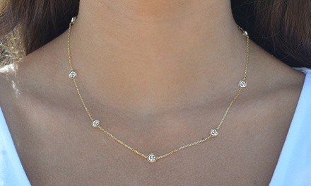 Luxe Cubic Zirconia Station Necklace by Elements of Love