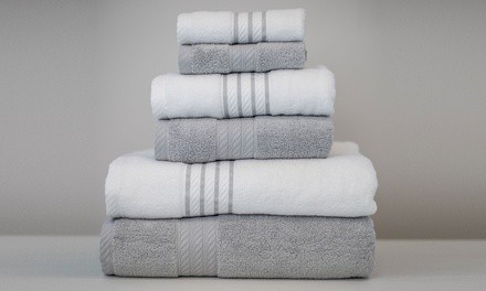 Quick Dry Stripe and Contrast Towel Set (6-Piece)