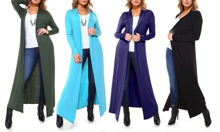 Isaac Liev Women's Super Long Maxi Cardigan