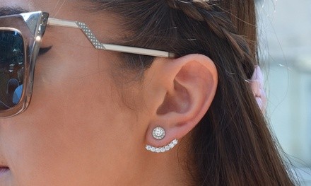 Cubic Zirconia Micro-Pave Halo or Solitaire Earring Jacket by Elements Of Love