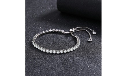 Swarovski Crystal Adjustable Tennis Bracelets in 14K White Gold