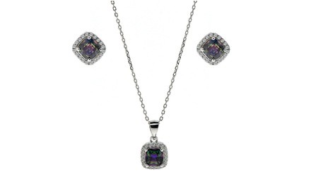 Sterling Silver Mystical Topaz Earring and Necklace Set