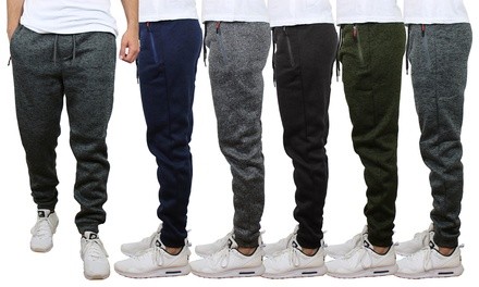 Men's Marled Fleece Slim-Fit Joggers with Zipper Side Pockets (S-2XL) (2-Pack)
