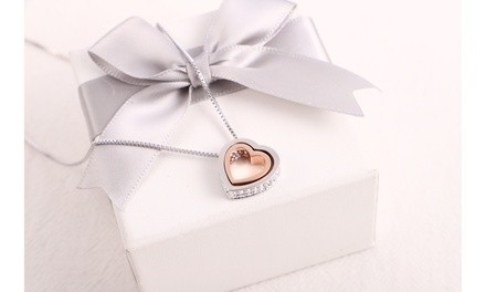 Double Heart Pendant Necklace With Swarovski Elements