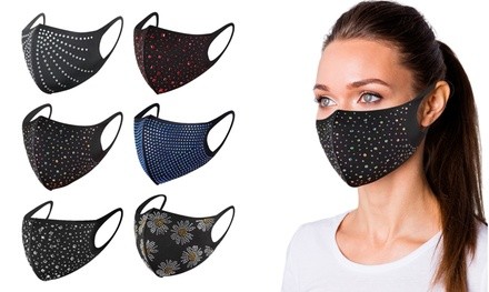 Celebrity Bling Rhinestone Washable Face Mask (6-Pack)