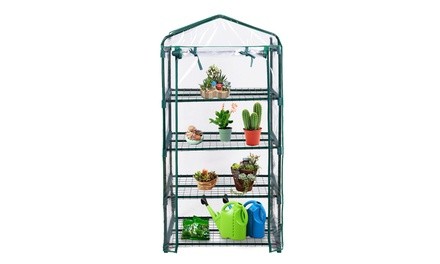 Costway Portable Mini Walk In Outdoor 4 Shelves Greenhouse