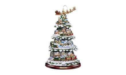 Christmas Tree Rotating Sculpture Train Decorations Paste Window Paste Stickers