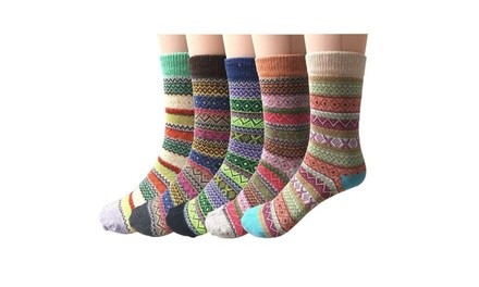 5 Pairs Women Wool Cashmere Warm Thick Soft Casual Winter Socks