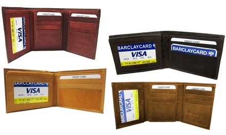 Genuine Leather Bifold, Trifold, or Coat Wallet or Passport Holder (1-, 2- or 4-Pack)