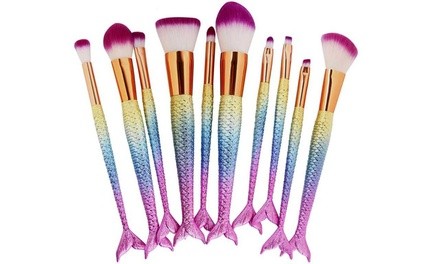 Professional Mermaid Cosmetic Makeup Brush Set (10-Piece)