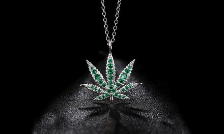  Marijuana Leaf Style with Swarovski crystal Necklace