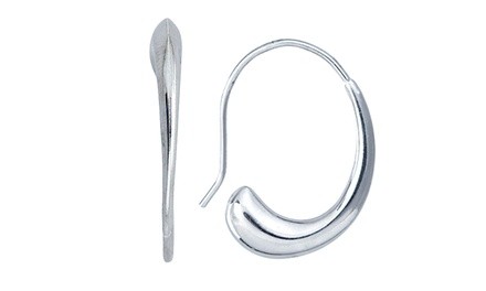 Sterling Silver Fish Hook Hoop Earrings by Decadence