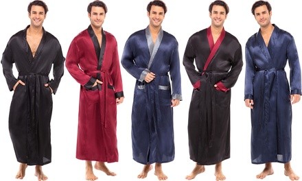 Alexander Del Rossa Men's Lightweight Silky Long Kimono Robe (S-3XL)