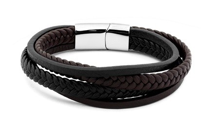Men's Multi Row Leather Bracelet By Elite Force