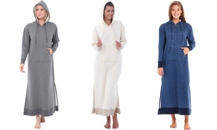 Women's Long Fleece Nightgown with Hood