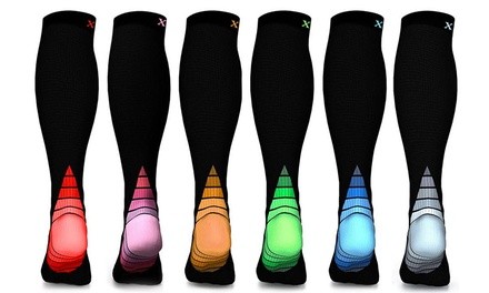 XTF Unisex Sports Bright Compression Socks (6 Pairs)