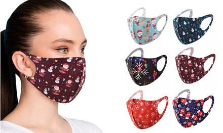 6-Pack: Fun Patterned  Holiday Themed Reusable Face Masks