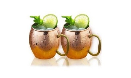 Estilo Handcrafted Solid Moscow Mule Mugs (Set of 2), 20 oz, Copper