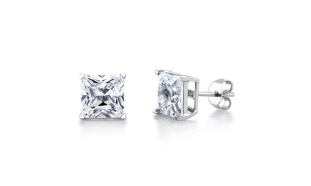 Cubic Zirconia Square Stud Earrings