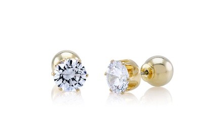 Cubic Zirconia Double Sided Earrings