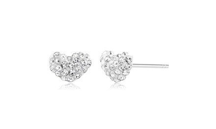 Cubic Zirconia Heart Stud Earrings