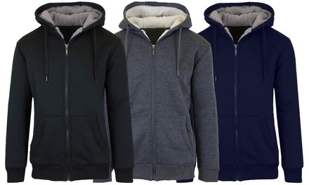 Men's Heavyweight Sherpa Fleece-Lined Zip Hoodie Sweater (2-Pack; S–XL)