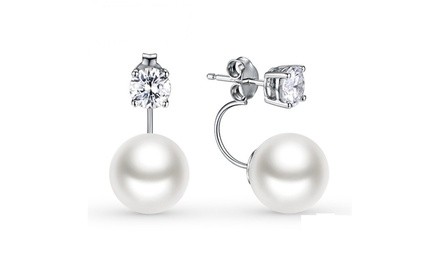 Cubic Zirconia Pearl Drop Fancy Earrings