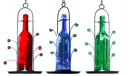BlueDot Trading Wine Bottle Bird Seed Feeder