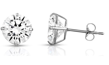 4.00 CTTW Swarovski Elements Crystal Sterling Silver Stud Earrings