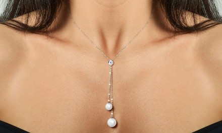 Genuine Freshwater Double Pearl Drop Necklace by Gemma Luna