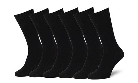 New 6 Pairs Mens Black Classic Dress Socks Cotton Casual Fashion Crew Solid Sox