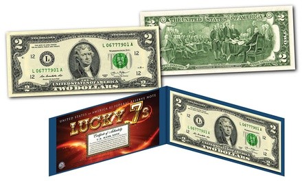 LUCKY MONEY 7's * SERIAL # 777 * Genuine Legal Tender U.S. $2 Bill