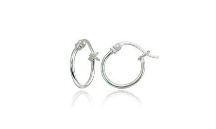 925 Silver Tiny Small 12mm Polished Round Thin Lightweight Unisex Hoop Earrings