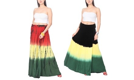 Women's Tie-Dye Rasta Prints High-Waist  Wrap Skirts