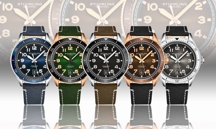 Stuhrling Men's Leather Dive Watch