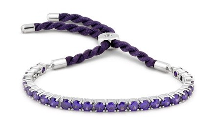 3.55CTW Created Amethyst Cord Adjustable Bracelet By MUIBLU Gems